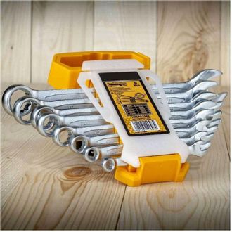 Trade Shop Trade Shop - Set Serie 8 Chiavi Chiave Inglesi Combinate In Acciaio 6 - 19 Mm Con Custodia