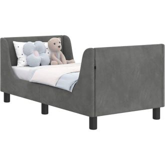 vidaXL Toddler Bed Frame with Headboard Dark Grey 70 x 140 cm Velvet vidaXL