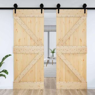 Berkfield Home Beautiful Door NARVIK 70x210 cm Solid Wood Pine in Light Tan