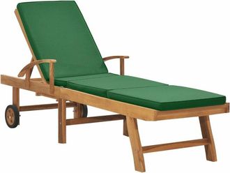 vidaXL Tumbona Con Coj&iacute;n Madera Maciza De Teca Verde Vidaxl