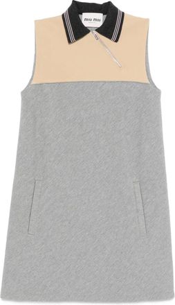 Miu Miu Mini-jurk met halve rits en polokraag - Grijs