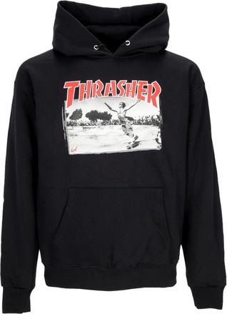 Thrasher Zwarte hoodie met verstelbare capuchon en voorzak - Heren - Hoodies - Zwart - L - Katoen - Hoodies & sweatvesten