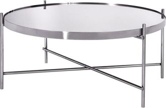 WOMO-DESIGN Mesa auxiliar lateral tucson &oslash;75x35cm redonda cristal y metal plateado