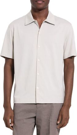 Theory Relaxed Short Sleeve Button-Up Shirt in Silver Cloud - Uqa at Nordstrom, Size Xx-Large