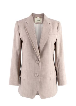 Fendi Beige Embroidered Single Breasted Blazer Size XXS