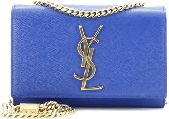 Saint Laurent Classic Monogram Grainy leren kleine crossbodytas - Blauw