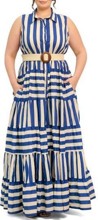 Flying Tomato Striped Maxi Dress in Blue/ivory at Nordstrom Rack, Size 2X