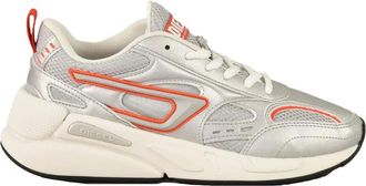 Diesel Silver-Grey Polyester-Blend Dynamic Sneakers