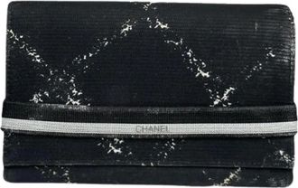 Chanel Pre-owned Wallets, female, Black, Size: ONE SIZE Pre-owned Cotton Wallet