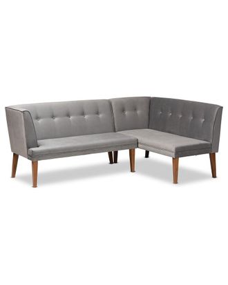 Baxton Studio Stewart Velvet Upholstered 2Pc Banquette Set