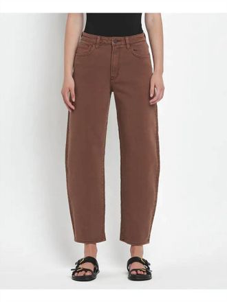 Flying Monkey Super High Rise Slim Barrel Jeans In Brown