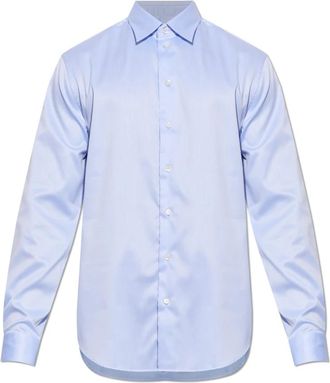 Emporio Armani Klassiek Overhemd - Heren - Zakelijke Overhemden - Blauw - M - Katoen - Overhemden