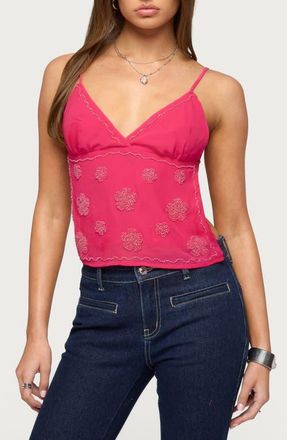 Edikted Kazi Beaded Open Back Camisole in Fuchsia at Nordstrom, Size X-Large