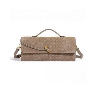 Adornia Suede Tan Woven Baguette Bag