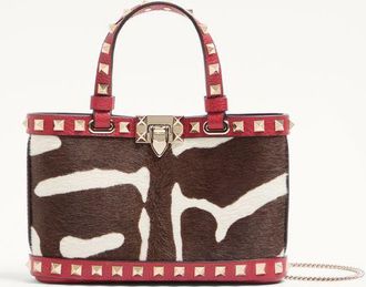 Valentino Garavani Rockstud Mini Shopping Bag in pony-effect calfskin Wo