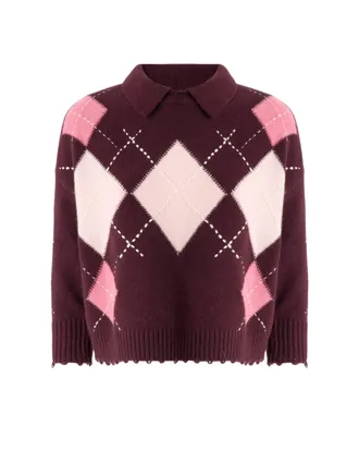 Pinko Cropped Argyle Pattern Polo Shirt