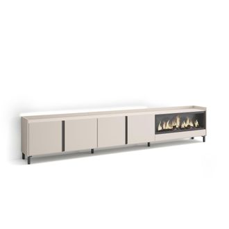 Skraut Home Skraut Home - Mueble Tv, Televisi&oacute;n, Muebles De Sal&oacute;n, Almacenaje, 315x35x61cm, Para Tv Hasta 80, Chimenea El&eacute;ctrica Xxl, Dise&ntilde;o Industrial, Led, Esti
