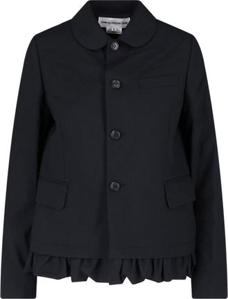 Comme Des Gar&ccedil;ons Black Ruffled Trim Rounded Collar Jacket