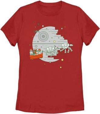 Star Wars Womens Star Wars Christmas Death Star Scene Graphic T-Shirt in Red at Nordstrom, Size Xx-Large