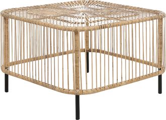 Beliani Beliani - Mesa De Centro De Rat&aacute;n Negro Natural 67 X 67 Cm A Mano Resistente Uv Cesantico