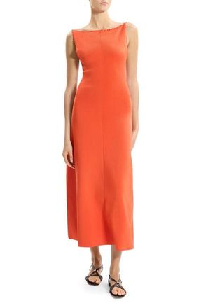Theory Embroidered Detail Midi Dress in Poppy at Nordstrom, Size Medium