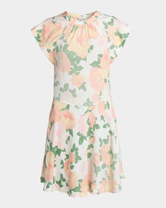 Stella McCartney Flower-Print Cap-Sleeve Mini Dress