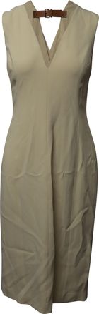 Alexander Wang Back Belt V-neck Sleeveless Midi Dress in Cream Viscose