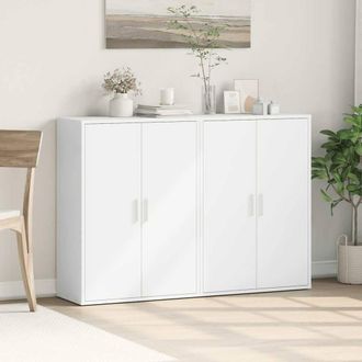 Berkfield Home Sideboards 2 pcs White 60x31x84 cm Engineered Wood | Size: 60 x 31 x 84 cm