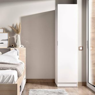 Dmora Dmora - Armario Cusna, Perchero Para Dormitorio, Armario Con 1 Puerta Simple, 41x52h184 Cm, Blanco