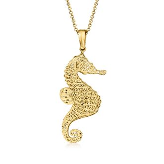 Ross-Simons Italian 18kt Gold Over Sterling Seahorse Pendant Necklace