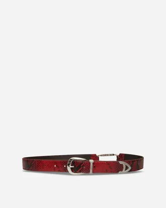 Aries Snake Print Leather Mazzo Belt Red