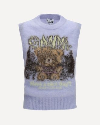 Ganni Gilet Teddy in alpaca spazzolata Woman XS