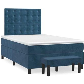 vidaXL Cama Box Spring Con Colch&oacute;n Terciopelo Azul Oscuro 120x190 Cm