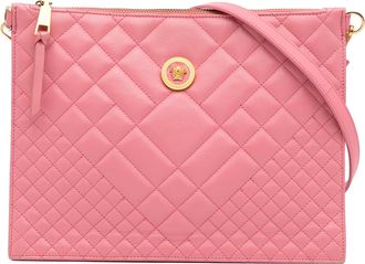 Versace Pre-owned Womens Virtus Crossbody Bag Quilted - Pink Leather - One Size