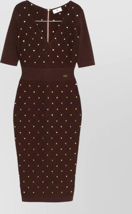 Elisabetta Franchi geometric pattern v-neck midi dress