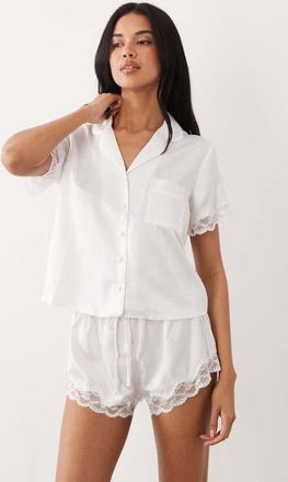 Boux Avenue Amelia - Completo da sposa a maniche corte con rever e pantaloncini color avorio-Bianco