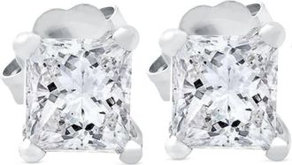 Pompeii3 1ct Princess Cut Lab Grown Diamond Studs 14K White Gold