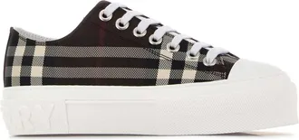 Burberry Womens Embroidered Cavas Sneakers Mahoganyipcheck