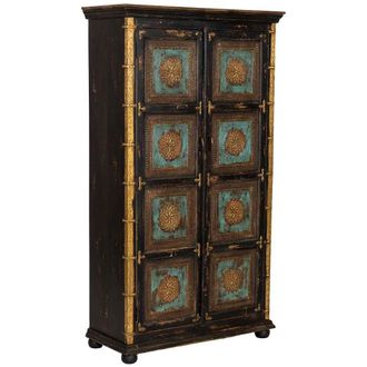 Wanderlust Deco Armario De Madera Artesanal Negro 102x44x183h Cm