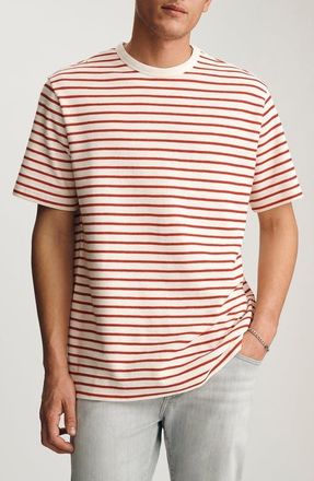 Mavi Regular Fit Stripe Cotton T-Shirt in Fire Whirl at Nordstrom, Size Medium