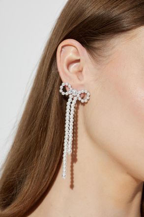 Self Portrait Earrings With Glass Pearls, Womens, Silver