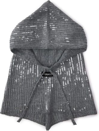 Pinko Balaclava met pailletten - Dames - Wintersjaals - Grijs - ONE Size - Pailletten - Accessoires