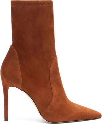 Stuart Weitzman Power Bootie 10 - Dames - Laarzen met Hak - Bruin - 39 1/2 EU - Schoenen