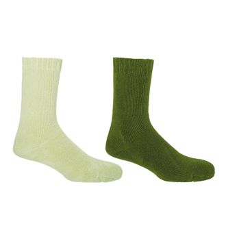 Peper Harow Ribbed Cuff Mens Bed Socks Bundle - Cream & Green