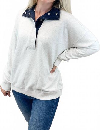 Hem & Thread Arctic Fade Pullover Sweatshirt In White