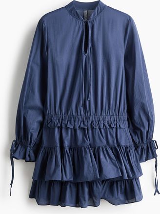 H&M Baumwollkleid mit Volants - Blue