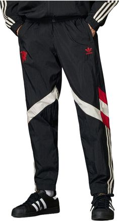 adidas Manchester United Originals Track Pants Asia Sizing Black Red IS6527
