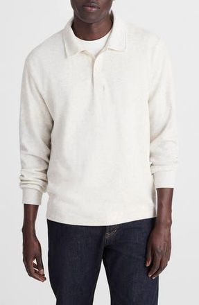 Madewell French Rib Long Sleeve Polo in Heather Vintage Ivory at Nordstrom Rack, Size X-Small