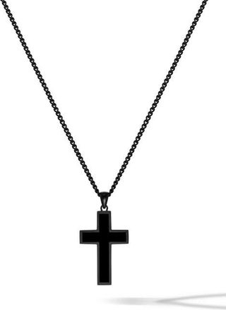 Vincero Mens Cross Pendant Necklace in Black at Nordstrom, Size 22