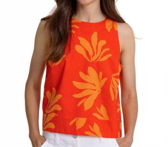 Southern Tide Simone Leafy Luxe Tank In Poppy Red